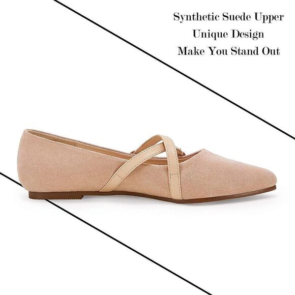 (27-3029) COUTGO Women's Pointed Toe Flats Buckle Faux Suede Sz 5.5 - Picture 9 of 12